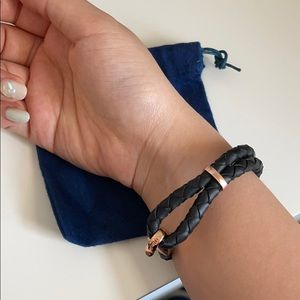 Miansai Beacon Leather Bracelet, Rose Plated